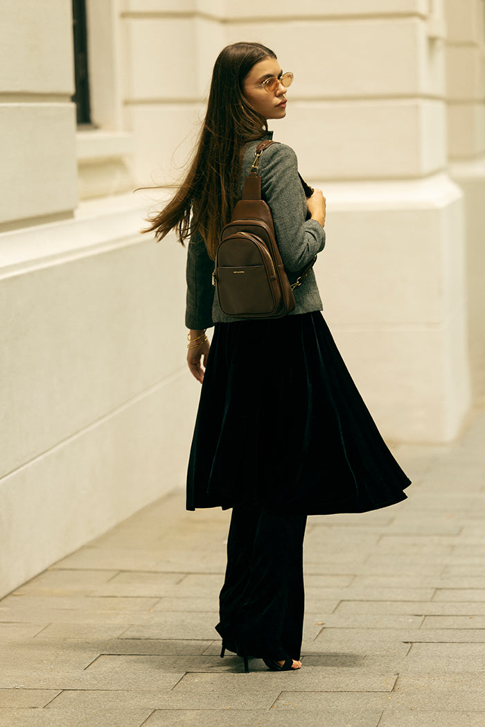 Mira & Moss Hayley Fanny Bag - Shiny Chocolate Brown