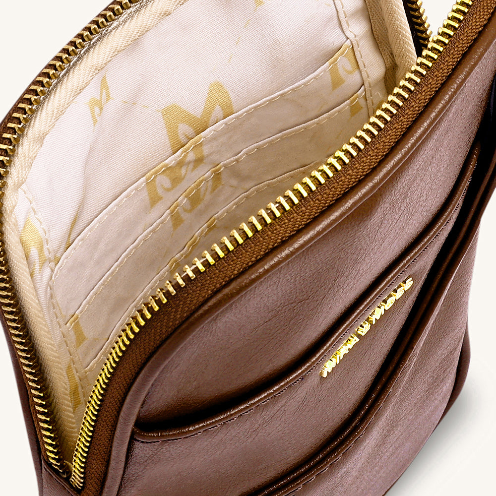 Mira & Moss Iris Mini-Crossbody Bag - Shiny Chocolate Brown