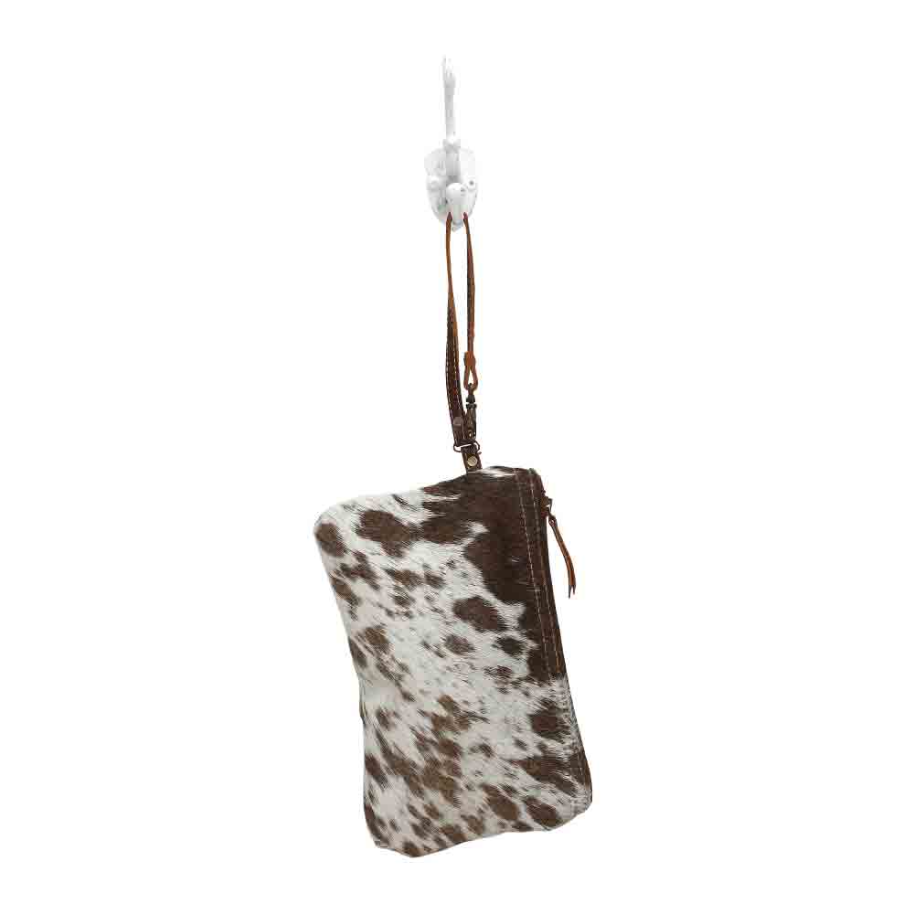 White & Brown Hairon Pouch - Myra Bags