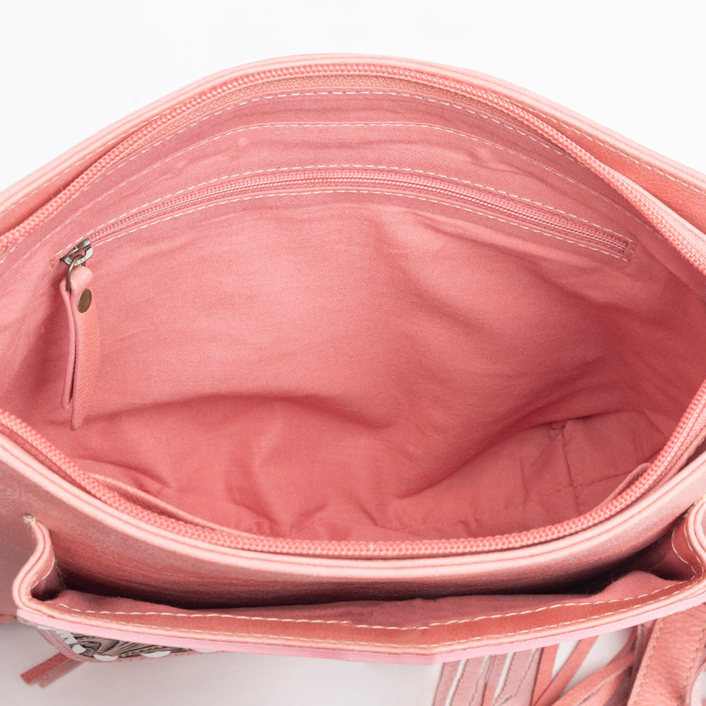 Oro Valley Hand-Tooled Bag in Pink