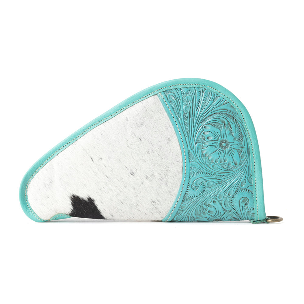 The Lone Prairie Tooled Hairon Gun Case in Desert Teal