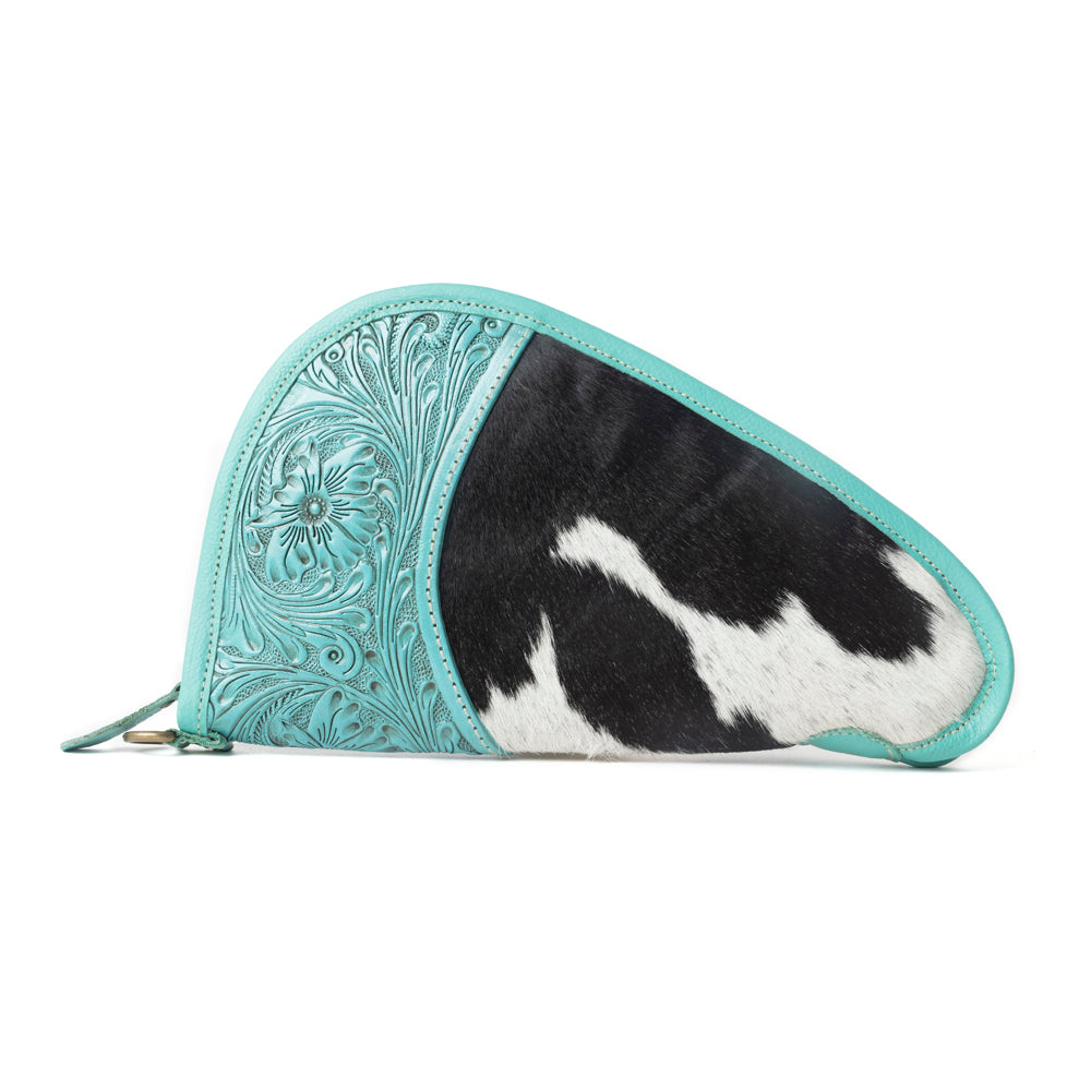 The Lone Prairie Tooled Hairon Gun Case in Desert Teal