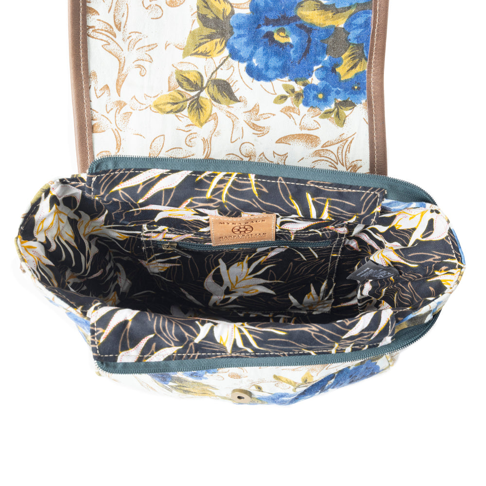 Mesa Morning Glories Messenger Bag In Blue and Off White