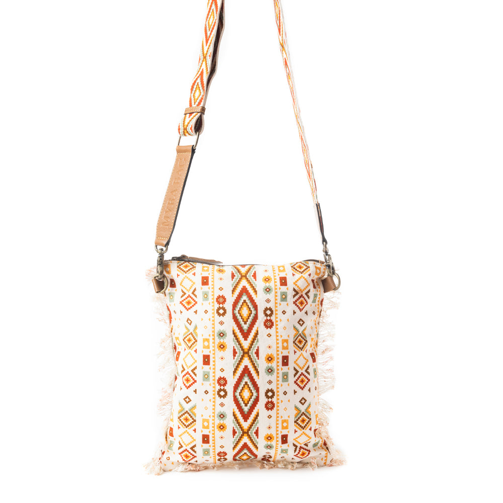 Beautiful Tapestry Crossbody Bag In Off White