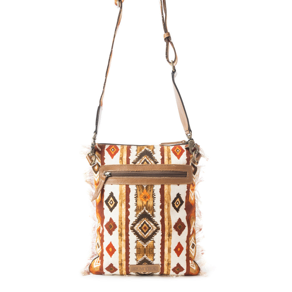 Beautiful Tapestry Crossbody Bag In Brown & White