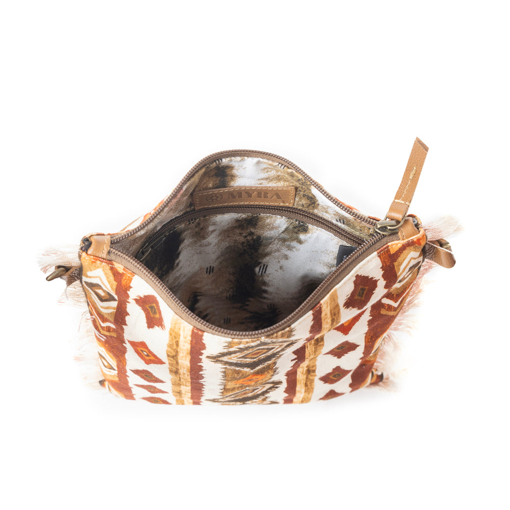 Beautiful Tapestry Crossbody Bag In Brown & White