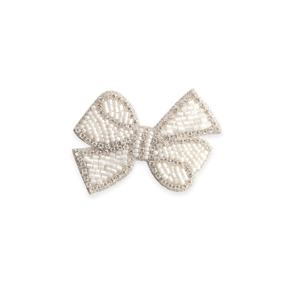White Glittering Bow Brooch