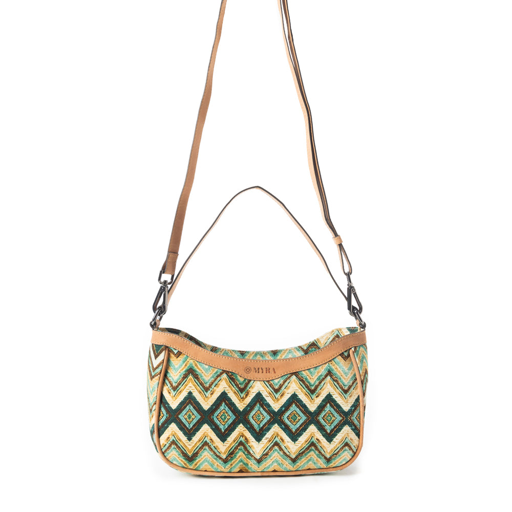 Harvest Chevron Crossbody Bag In Green