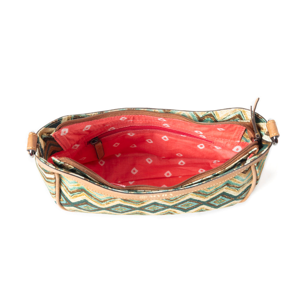 Harvest Chevron Crossbody Bag In Green