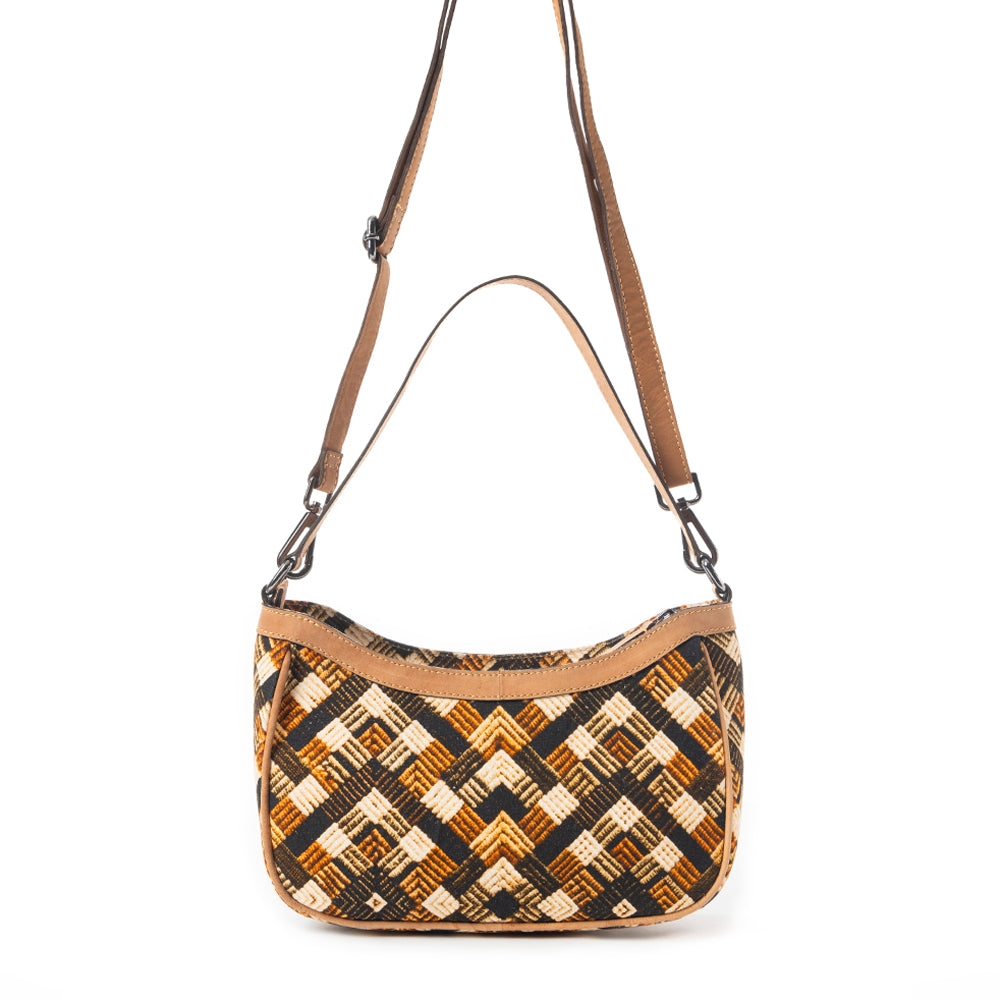 Harvest Chevron Crossbody Bag In Brown
