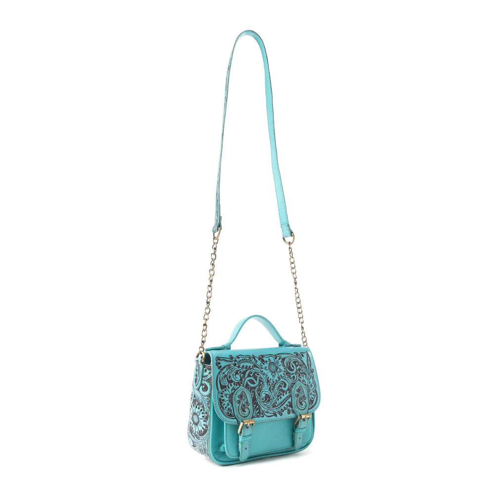 Sapphire Scroll Shoulder Bag In Turquoise