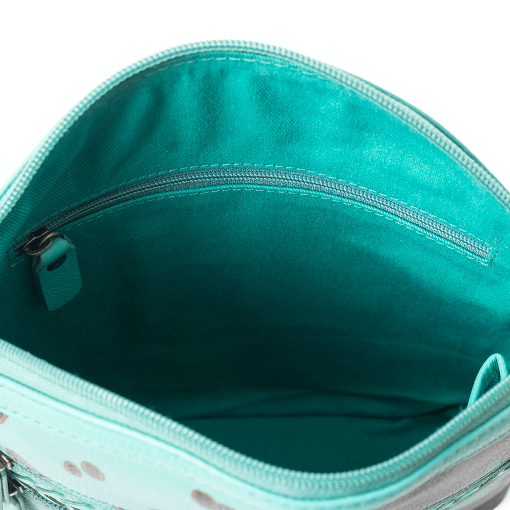 Prairie Sage Spotted Shoulder Bag In Turquoise
