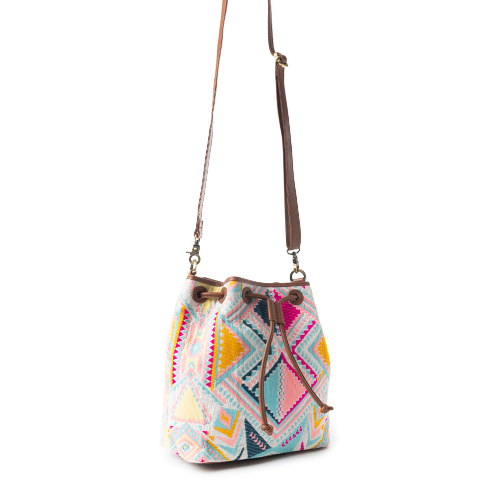 Pastel Desert Sunrise Bucket Bag In Pink