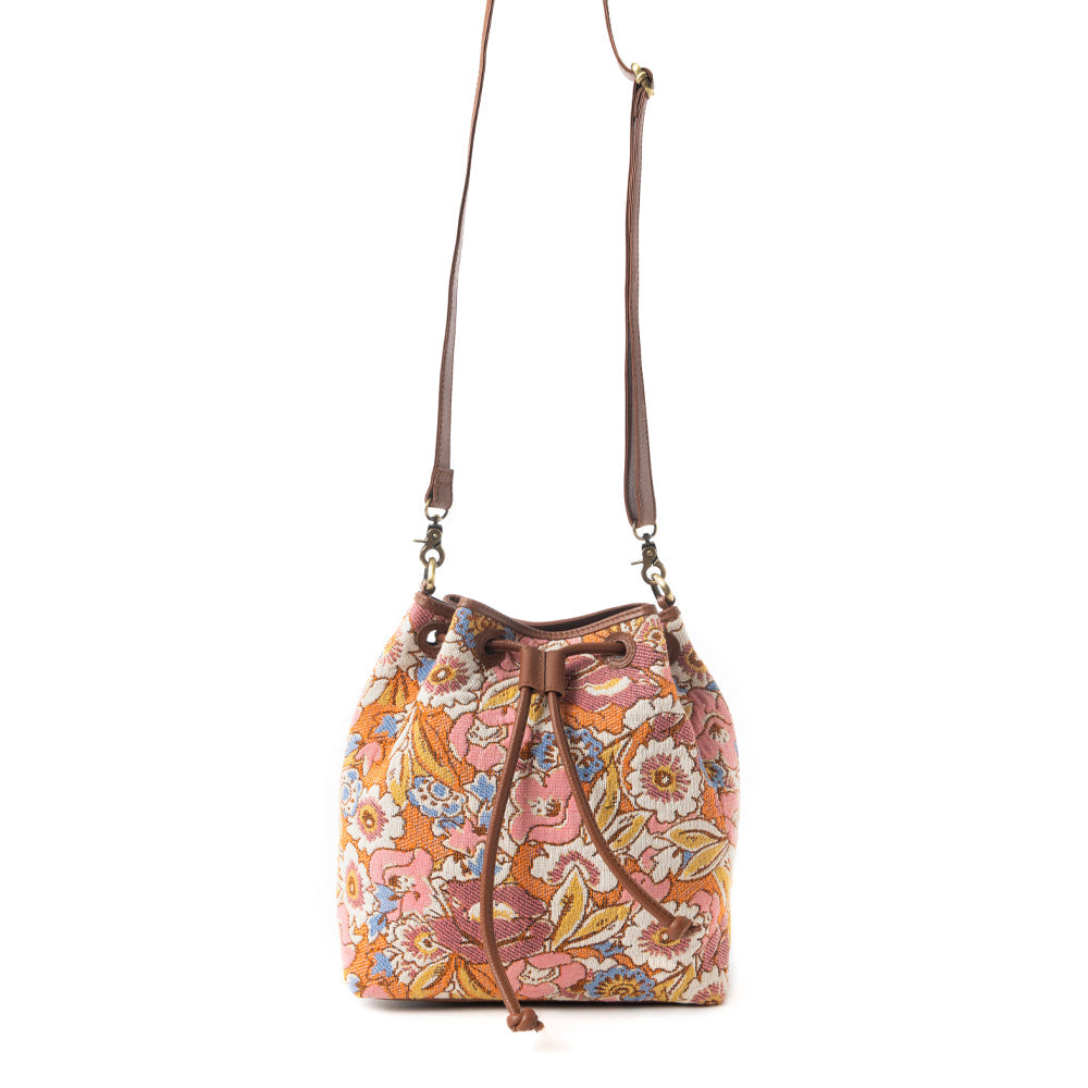 Pastel Desert Sunrise Bucket Bag In Brown
