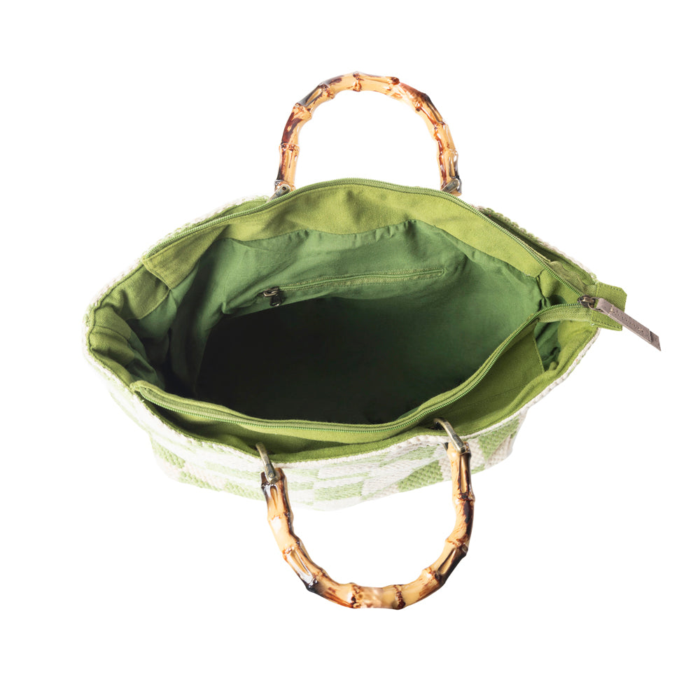 Classic Cottage Checker Tote Bag In Green
