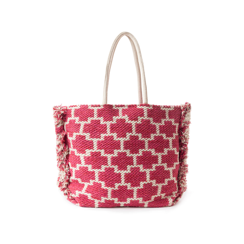 Garden Lattice Carryall Tote Bag In pink