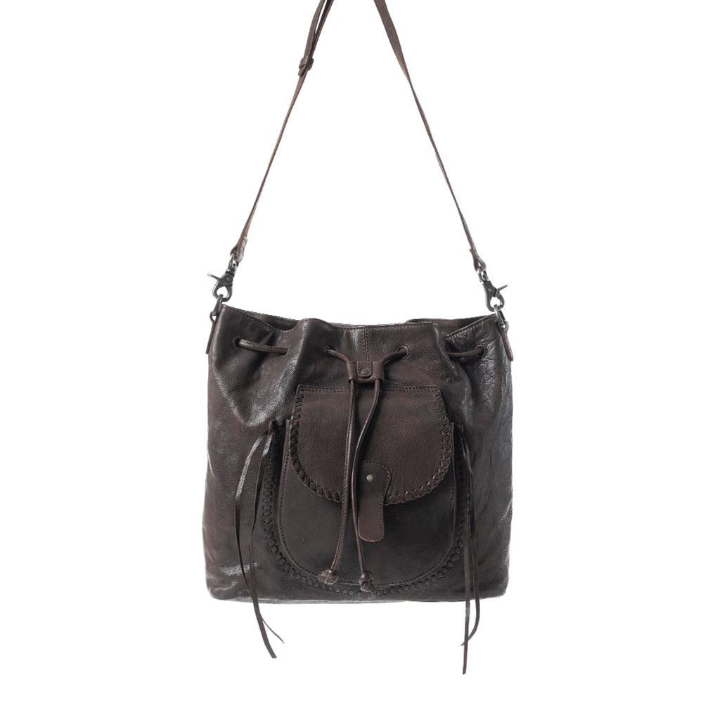 Mika Saddle Bucket Bag In Black