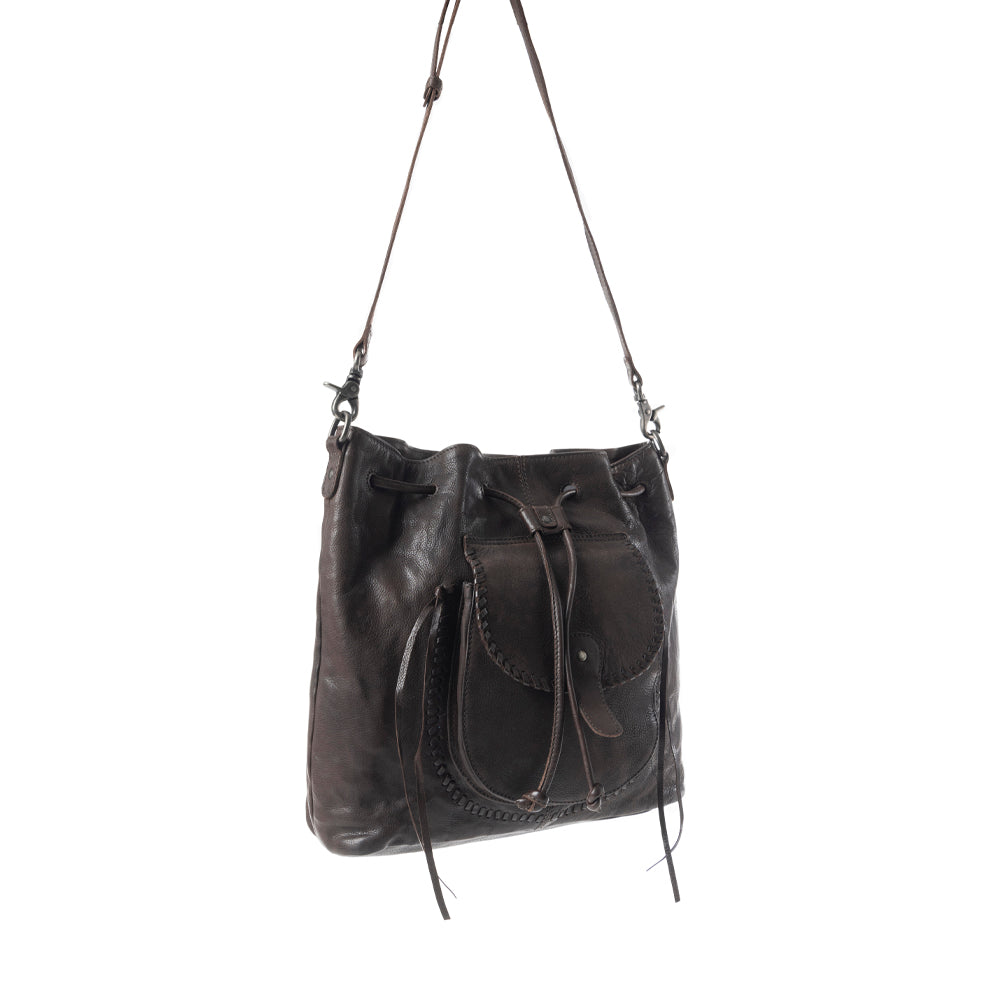 Mika Saddle Bucket Bag In Black