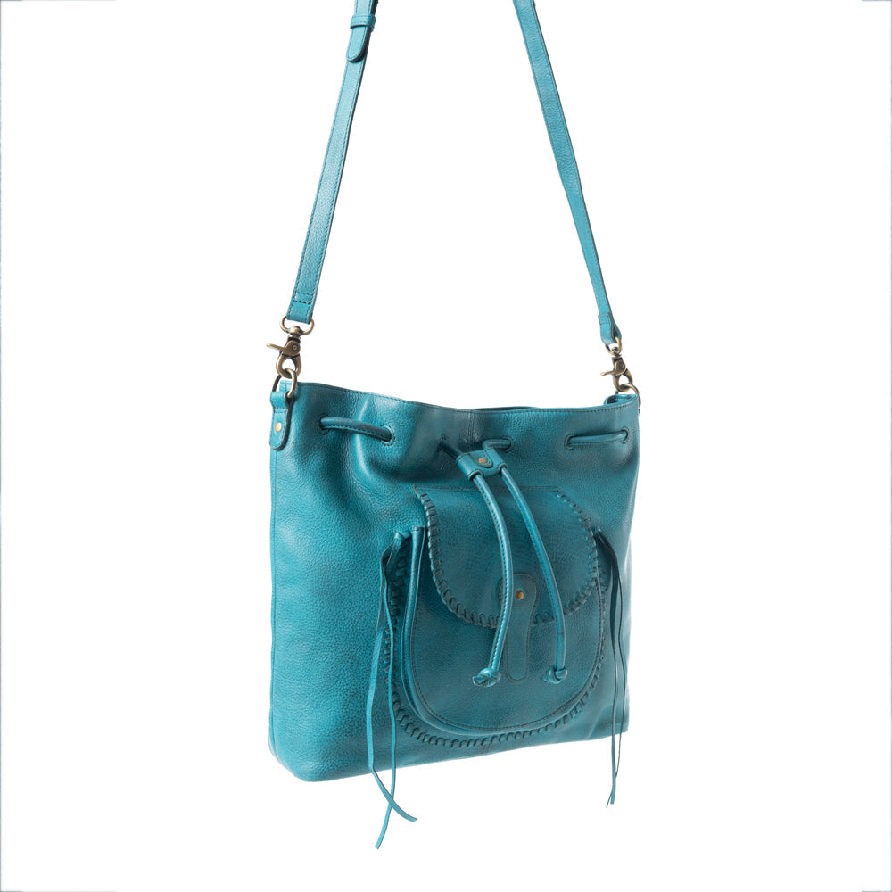 Mika Saddle Bucket Bag In Blue
