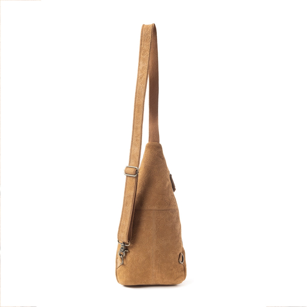 Marigold Scroll Sling Bag In Brown