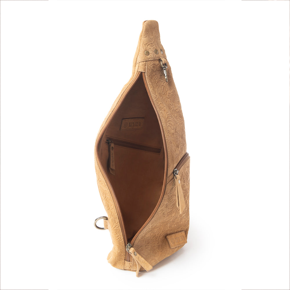 Marigold Scroll Sling Bag In Brown