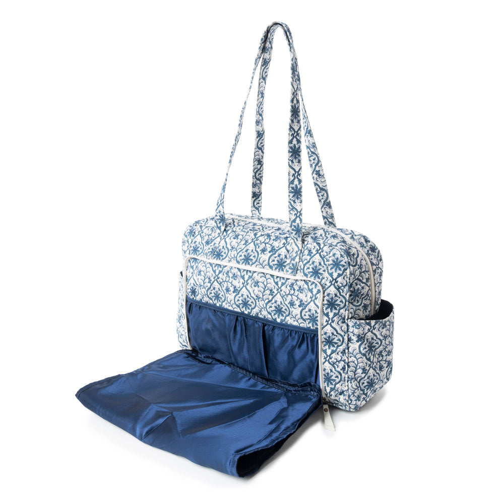Royal Damask Diaper Bag In Blue
