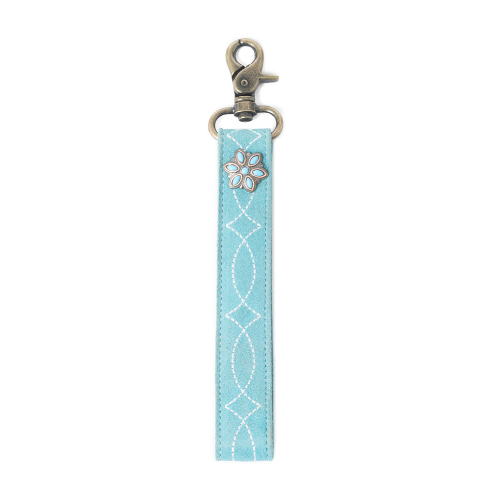 Rodeo Rose Leather Key Fob in Sunset Turquoise