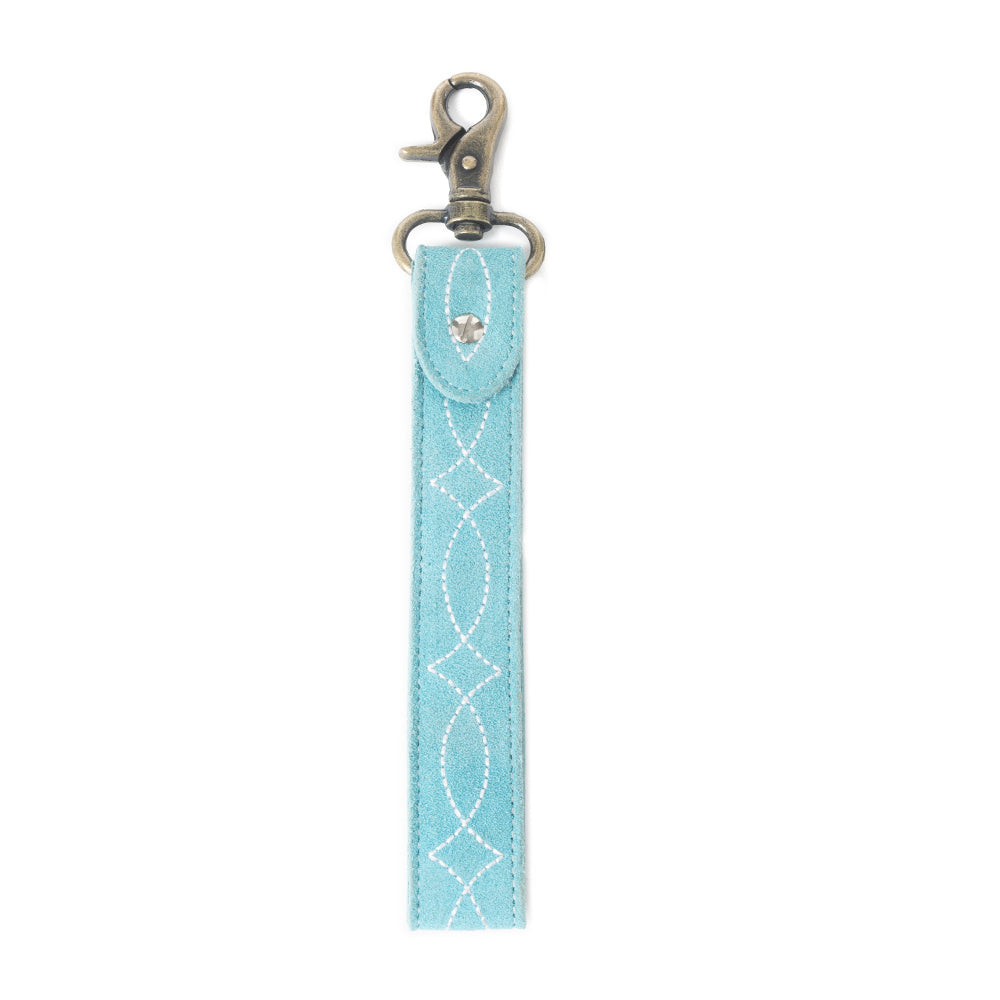 Rodeo Rose Leather Key Fob in Sunset Turquoise