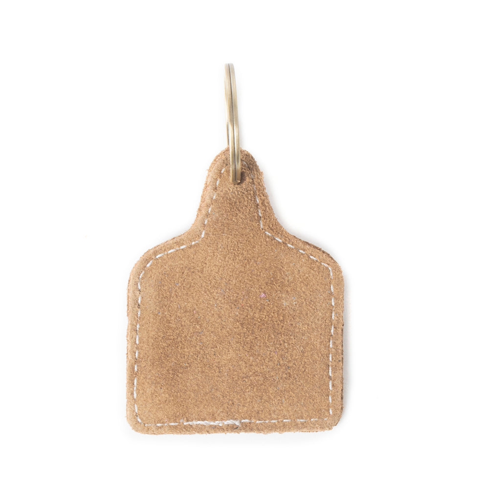 Saddle Mark Embroidered Leather Key Fob in Brown