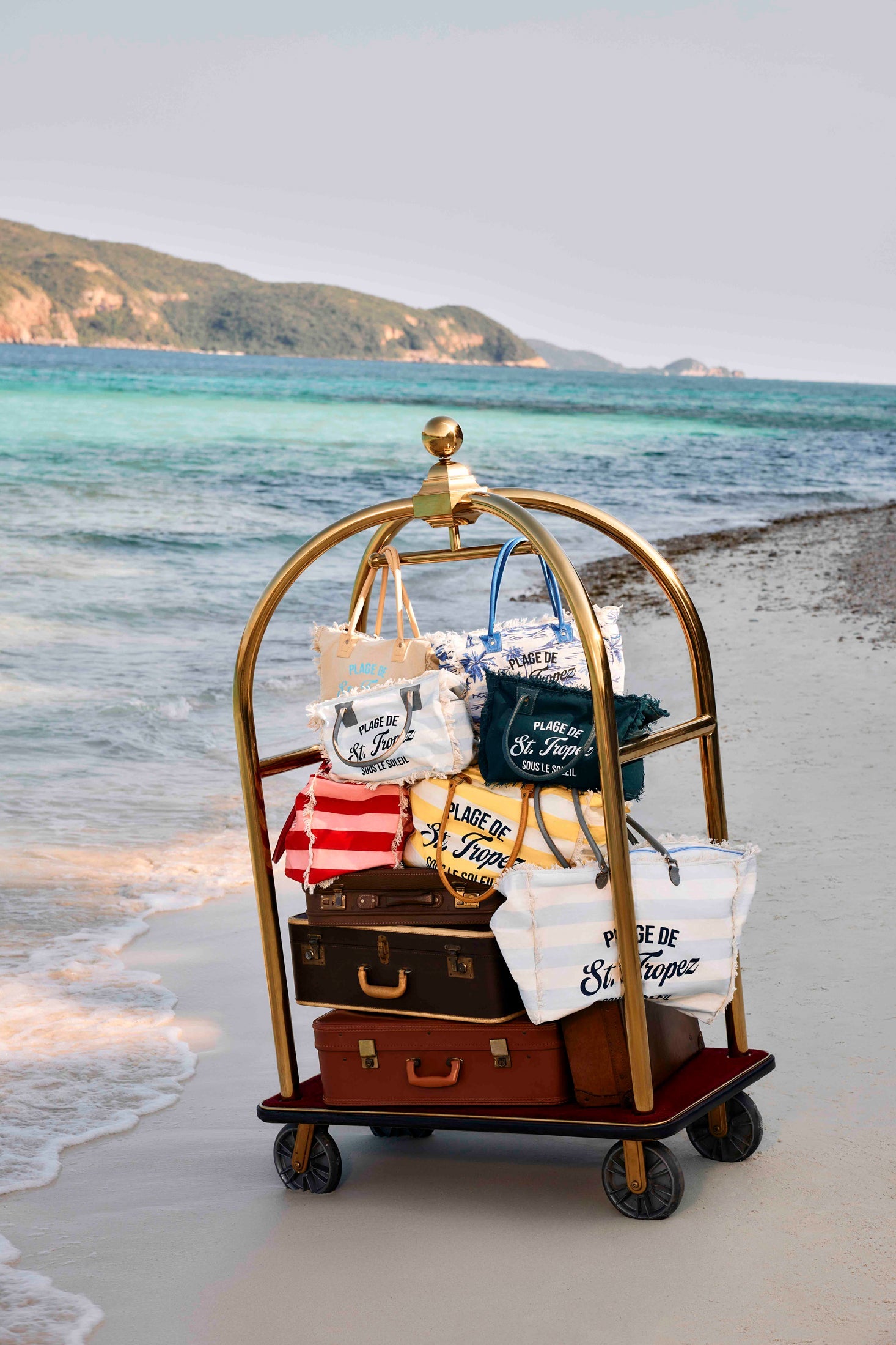 Saint Tropez Tote Bag In White & Sky Blue