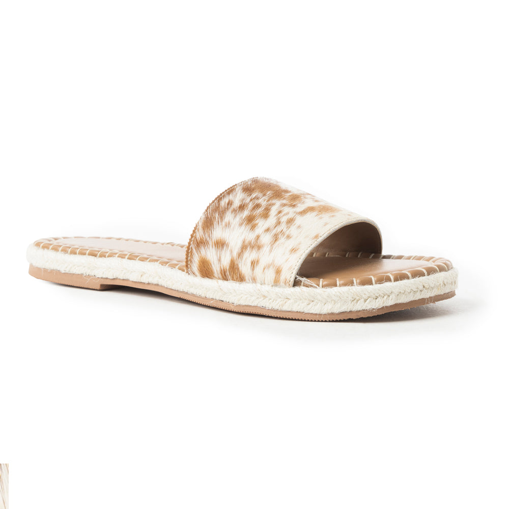 Running Pony Sandals In Brown & White Hairon
