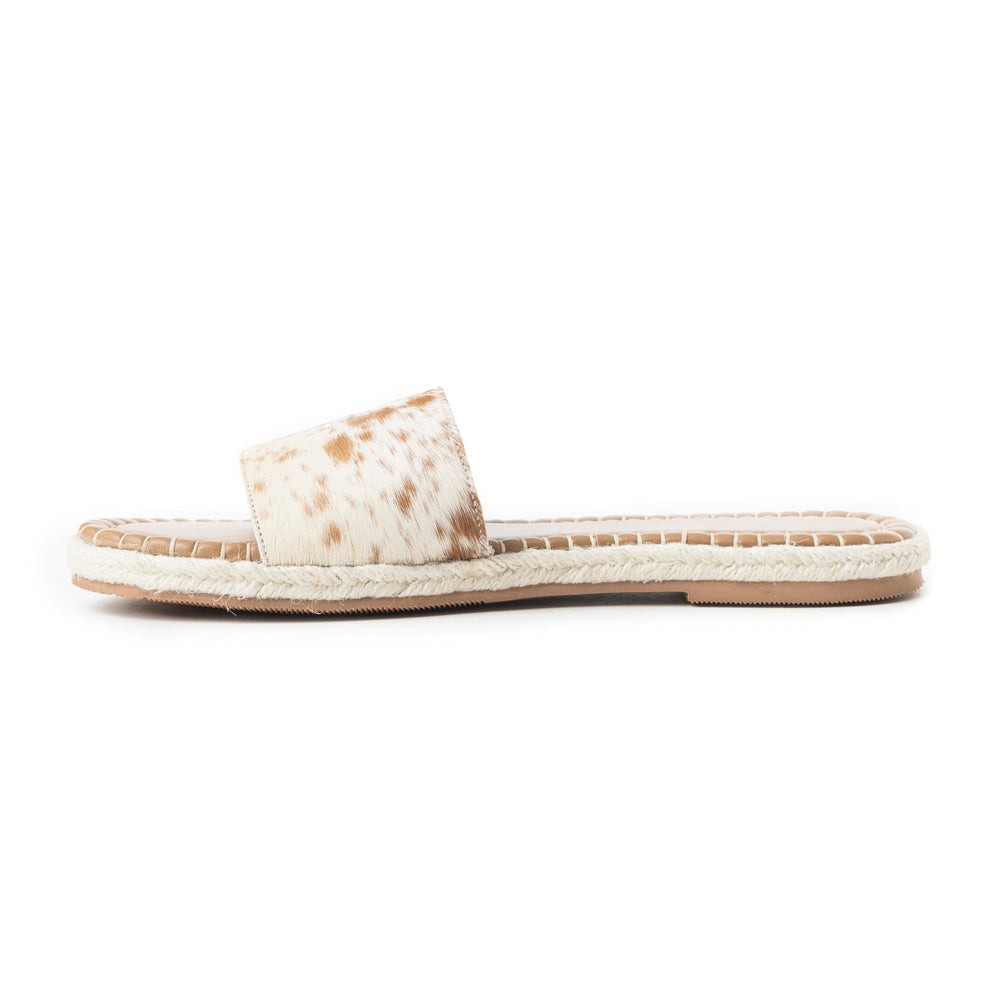 Running Pony Sandals In Brown & White Hairon