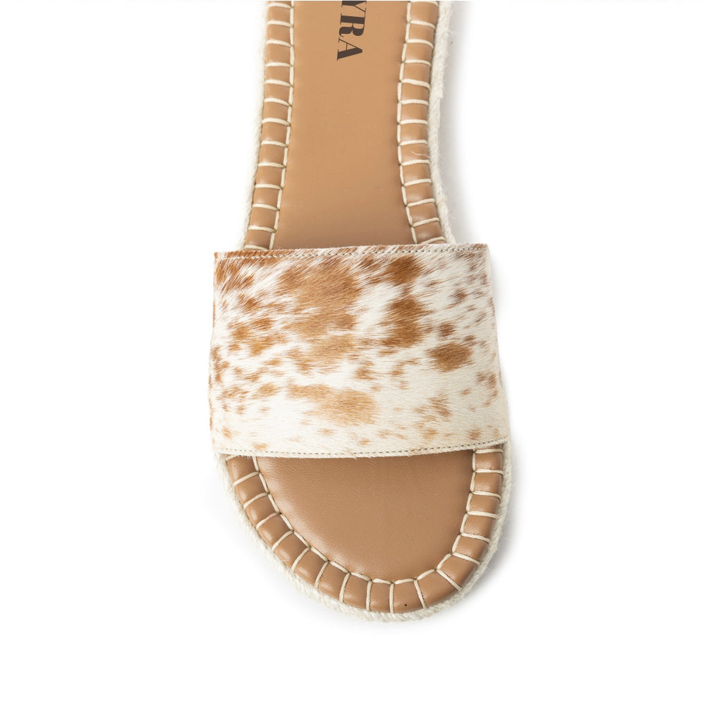 Running Pony Sandals In Brown & White Hairon