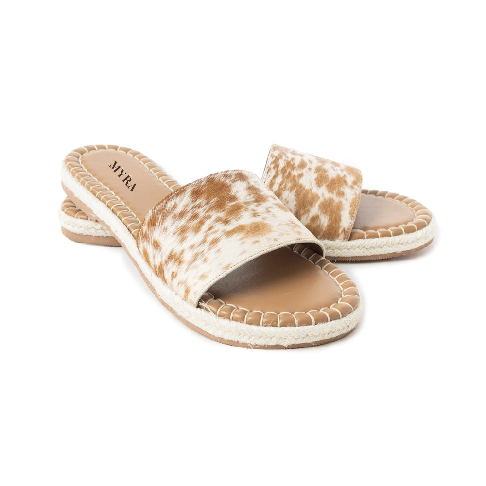 Running Pony Sandals In Brown & White Hairon