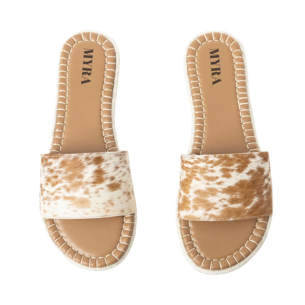 Running Pony Sandals In Brown & White Hairon