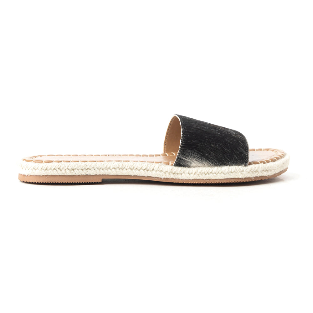 Running Pony Sandals In Black & White Hairon