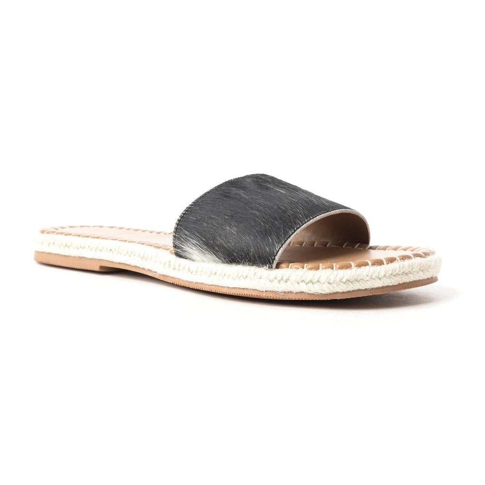 Running Pony Sandals In Black & White Hairon