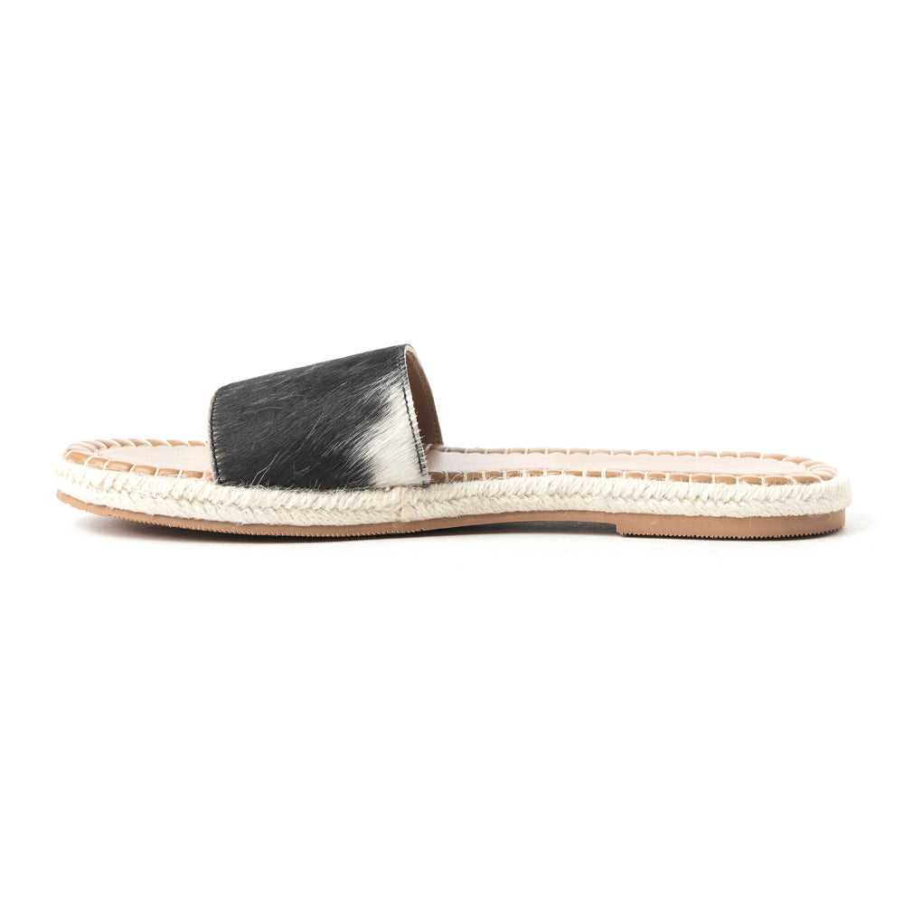 Running Pony Sandals In Black & White Hairon