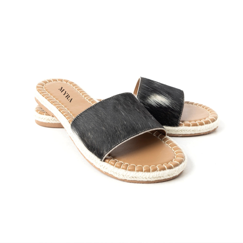 Running Pony Sandals In Black & White Hairon