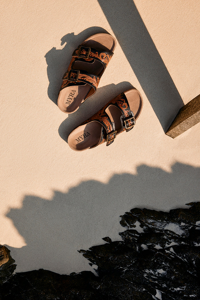 Falling Feather Sandals In Brown and Black