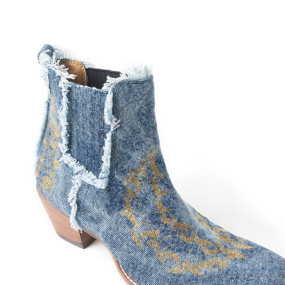 Dearling Ranch Booties In Denim Blue
