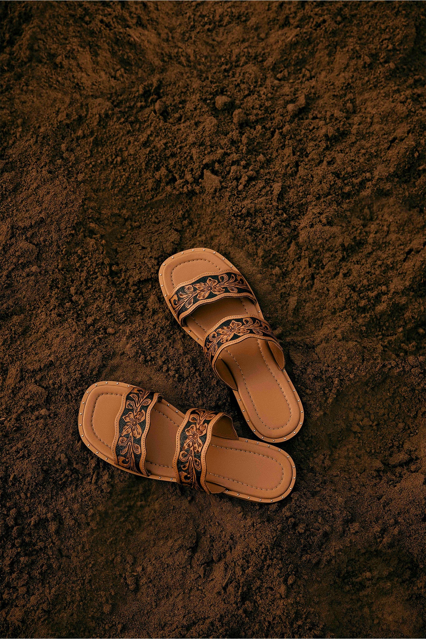 Santa Fe Daisy Slides In Black & Brown