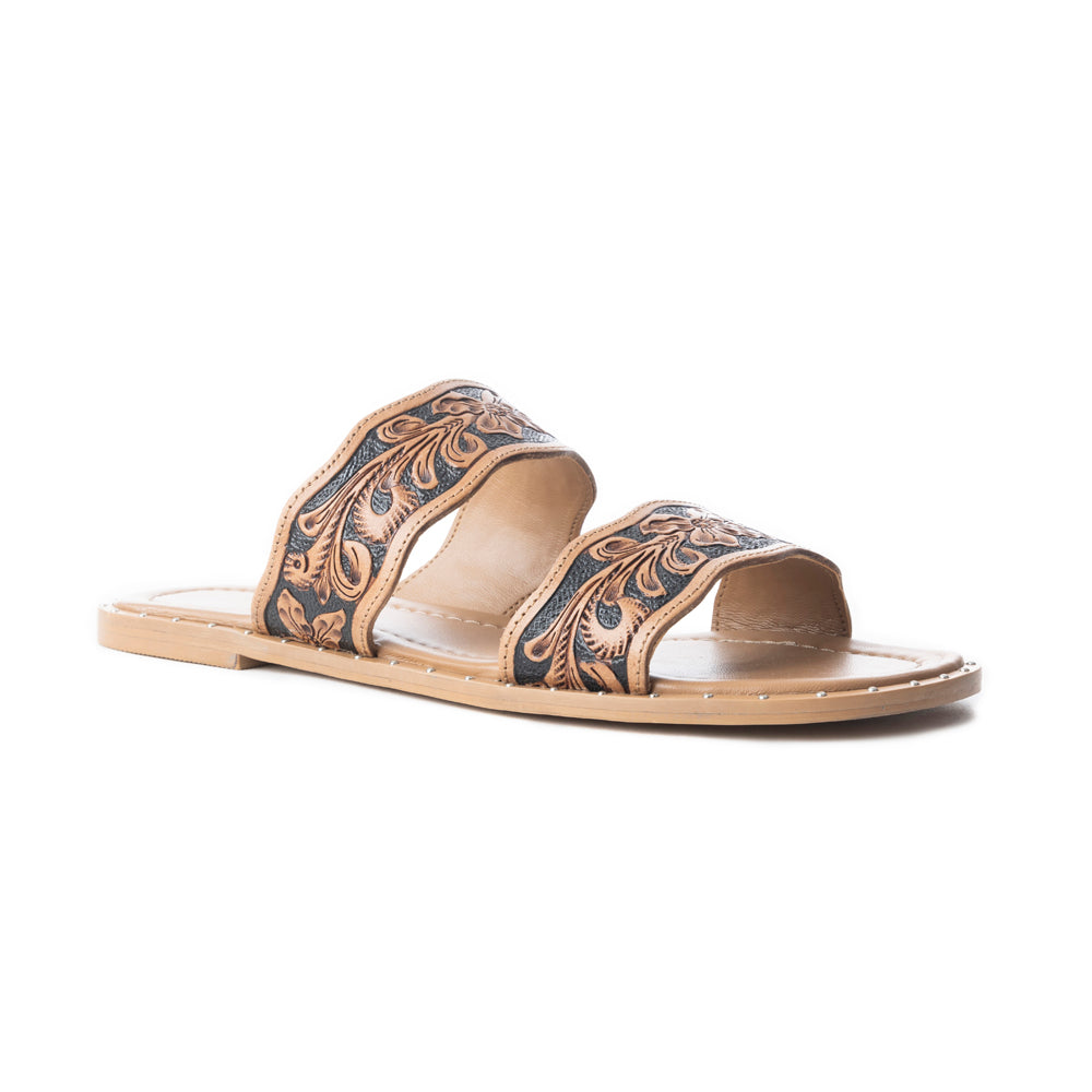 Santa Fe Daisy Slides In Black & Brown