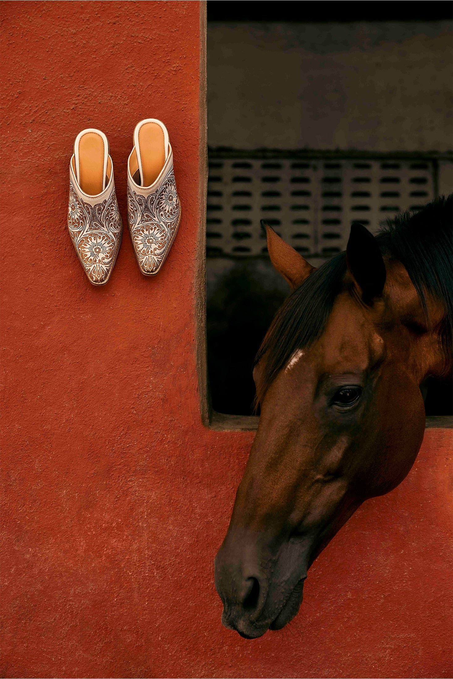 Valeria Hand-tooled Mules In White