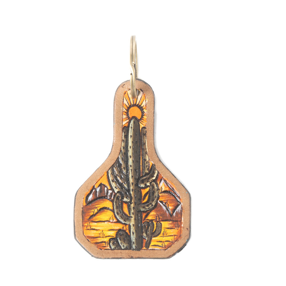 Arizona Blaze Tooled Leather Key Fob in Canyon Brown