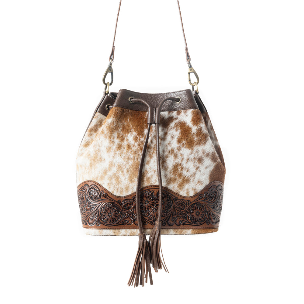 Rustler’s Charm Handtooled Bucket Bag in Brown