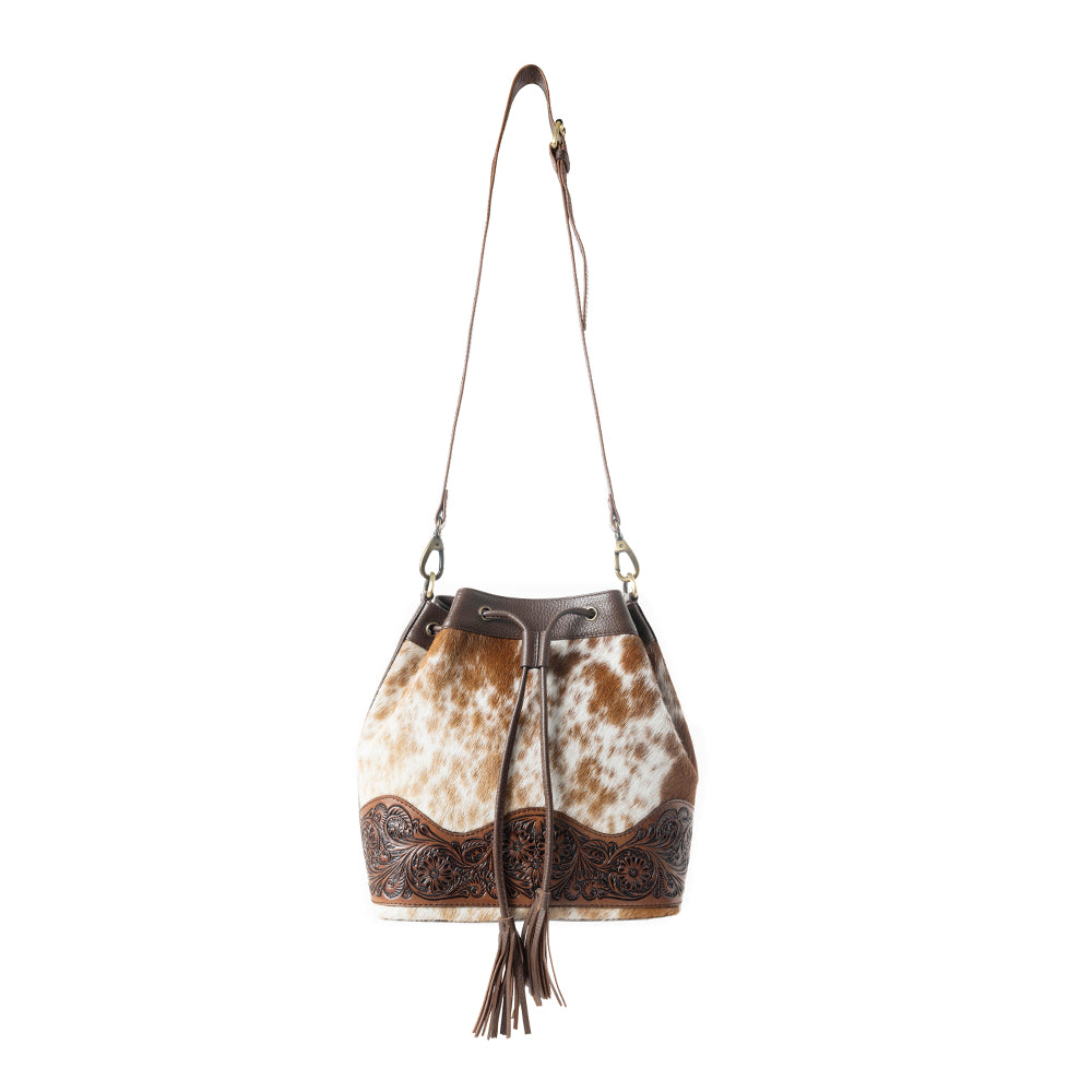 Rustler’s Charm Handtooled Bucket Bag in Brown