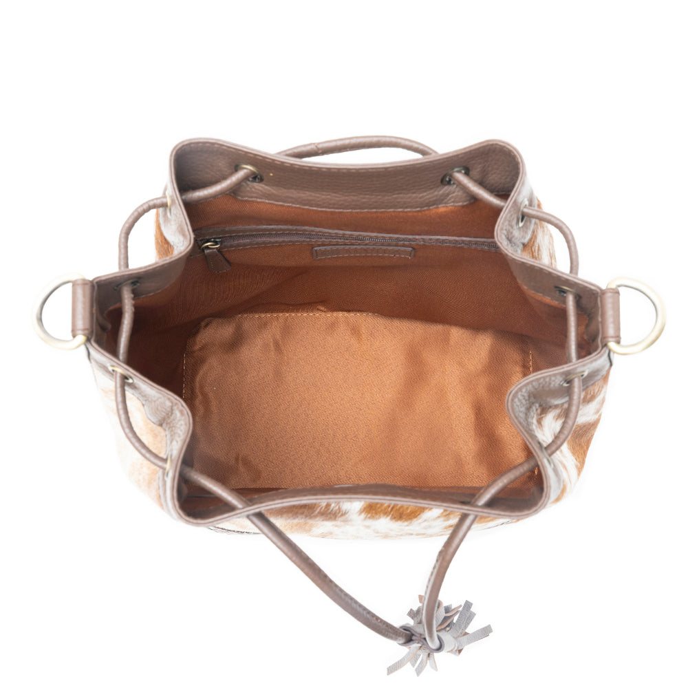 Rustler’s Charm Handtooled Bucket Bag in Brown
