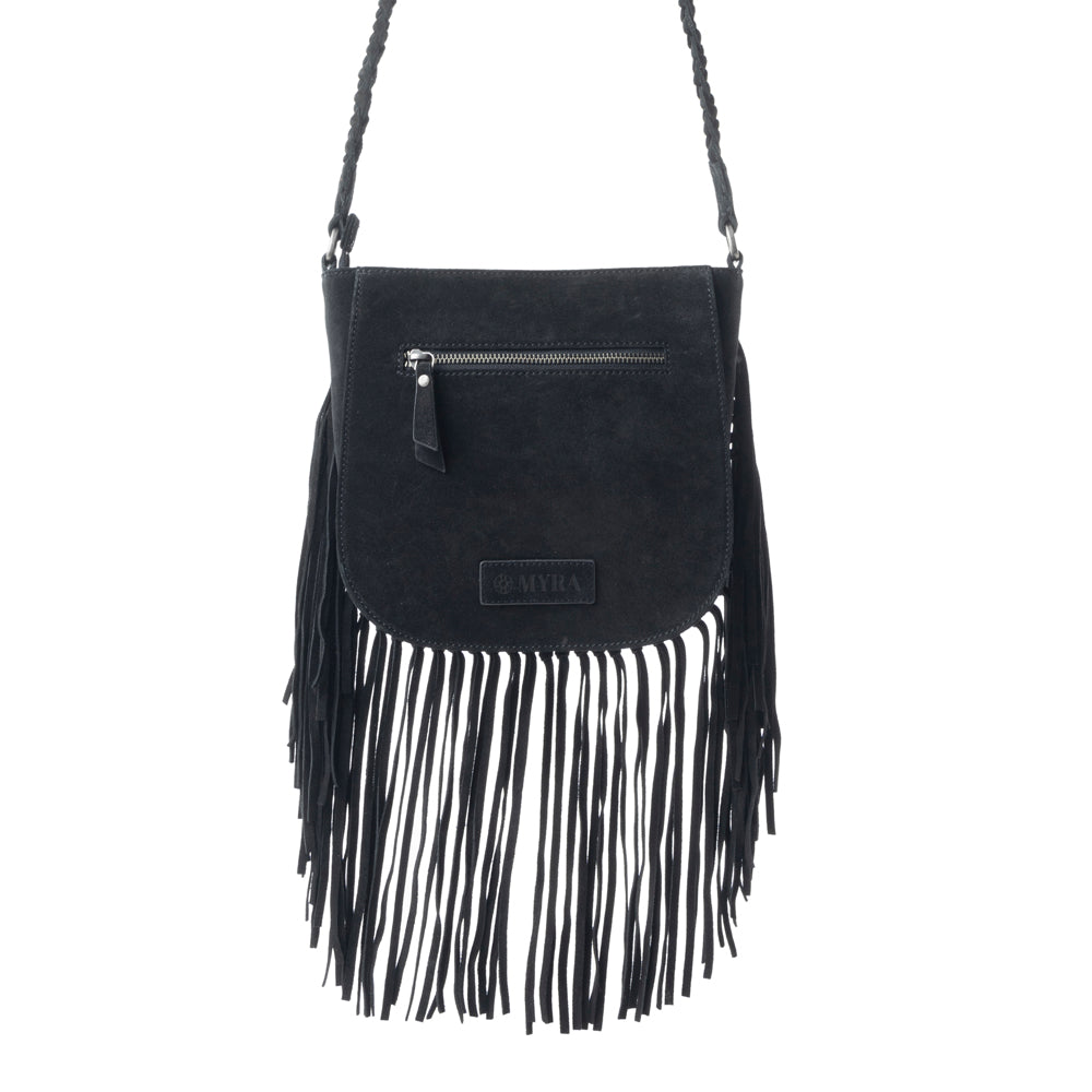 Mustang's Luck Leather And Hairon Bag In Black & White