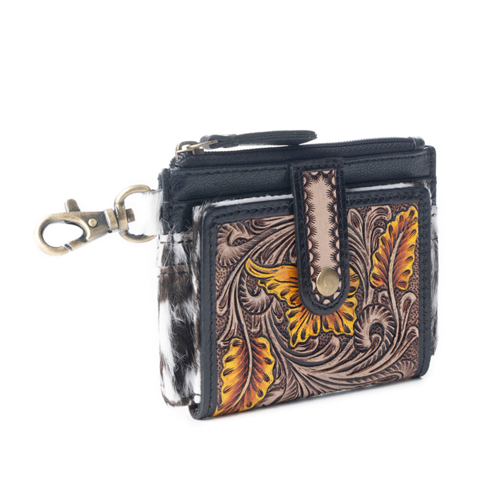 Wildflowers of the Prairie Credit Card Holder In Black & Brown